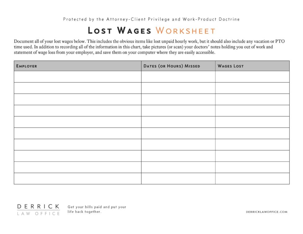 Legal Forms, Worksheets, and Checklists | Derrick Law Office